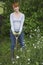 Woman With Spade Standing In Garden