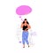 Woman with speech conversation bubble, cartoon vector illustration isolated.