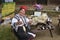 Woman spinning yarn of wool