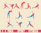 Woman Sport fitness Yoga sequence icons set