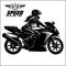 Woman and sport motorbike - monochrome vector illustration.