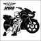 Woman and sport motorbike - monochrome vector illustration.