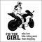 Woman and sport motorbike - monochrome vector illustration.