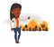 Woman standing on background of wildfire.