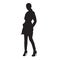 Woman standing in coat, isolated vector silhouette