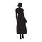 Woman standing. Long skirt, high heels shoes. Isolated vector silhouette