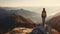 Woman standing on a rock looking out to the mountain ranges