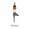 Woman standing in vrksasana posture vector flat illustration. Active female in Tree pose