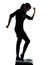 Woman standing on weight scale happy silhouette