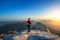 Woman stands on the peak of stone in Bukhansan national park.