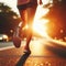 Woman starts her jog early morning run