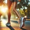 Woman starts her jog early morning run