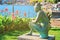Woman statue promenade Ascona of Ticino Switzerland
