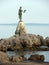Woman statue with seagull in Opatija in Croatia
