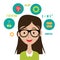 Woman with STEM icons flat design EPS10 vector