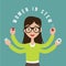 Woman with STEM icons flat design EPS10 vector