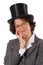 Woman with stovepipe hat