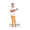 Woman Street Musician Character Playing Ukulele, Live Performance Concept Cartoon Style Vector Illustration