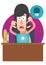 woman stressed out at work. Vector illustration decorative design