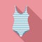 Woman striped swimwear icon, flat style