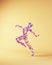 Woman Strong 1980s Abstract Fashion Model Skipping Dance Pose Pink Blue Purple Pixel Art Cube Block Voxels