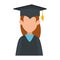 Woman student graduated avatar character