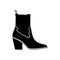 Woman stylish black boot icon on White background
