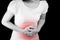 Woman suffer from stomachache or Gastroenterology.