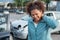 Woman suffering whiplash after bad cars pile up