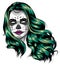 Woman with Sugar Skull Face Paint vector illustration