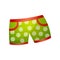 Woman summer shorts, green color with red lines