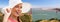 Woman in sun hat over golden gate bridge