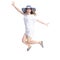 Woman in sun hat summer smiling happiness jumping looking