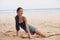 woman sun sand nature beach travel freedom smile sea vacation sitting