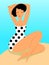 Woman sunbathes on the beach