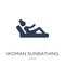 Woman Sunbathing icon. Trendy flat vector Woman Sunbathing icon