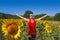 Woman in a sunflower field