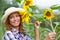 Woman with sunflowers