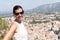 Woman with sunglasses Overview of Cavaillon during trek vacation tourism
