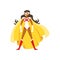 Woman superhero in classic comics costume with cape