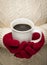 Woman in Sweater with Red Mittens Holding Cup of Coffee