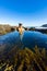 Woman swim in nature pool Sydney sea.