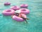 Woman swimming on float in a pool. 3d rendering