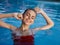 woman in swimsuit in swimming pool clean water leisure lifestyle