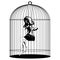Woman on swing in birdcage