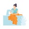Woman Tailor Sewing Using Sewing Machine, Craft Hobby or Profession Vector Illustration