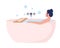 Woman take bath semi flat color vector character