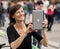 Woman Taking Photo with Ipad