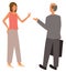 Woman Talking with Bald Man Vector Isolated People