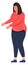 Woman talking. Worried person character standing pose